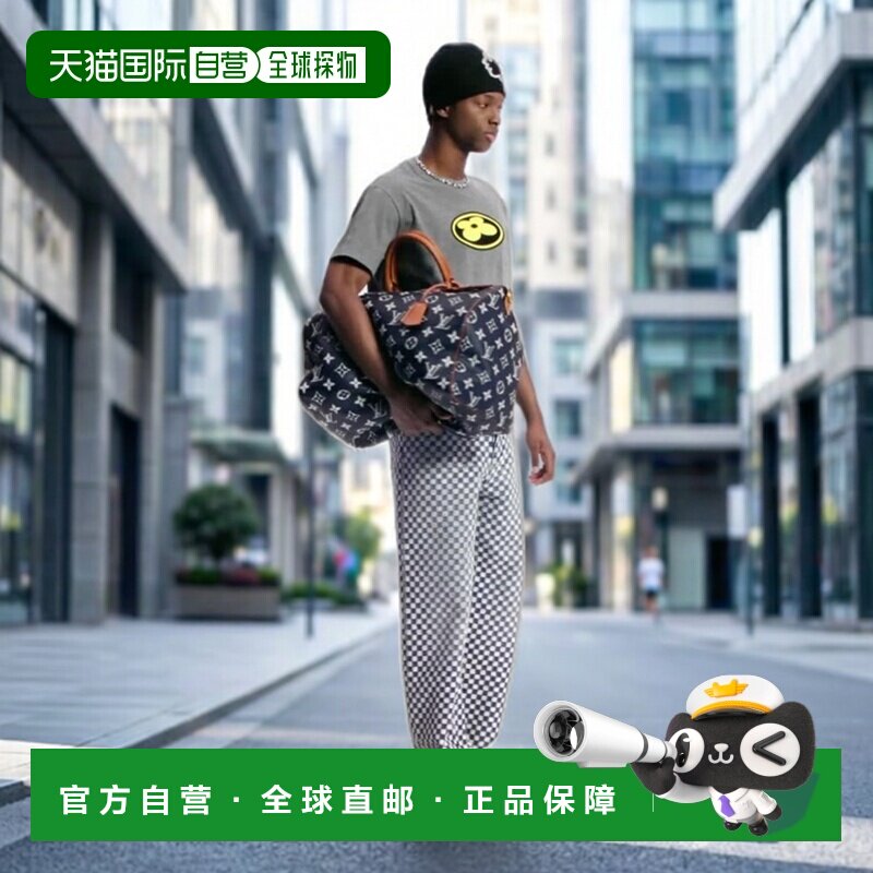 自营1h可退 欧洲直邮LV路易威登 男士灰色棉花卉贴布绣短袖T恤