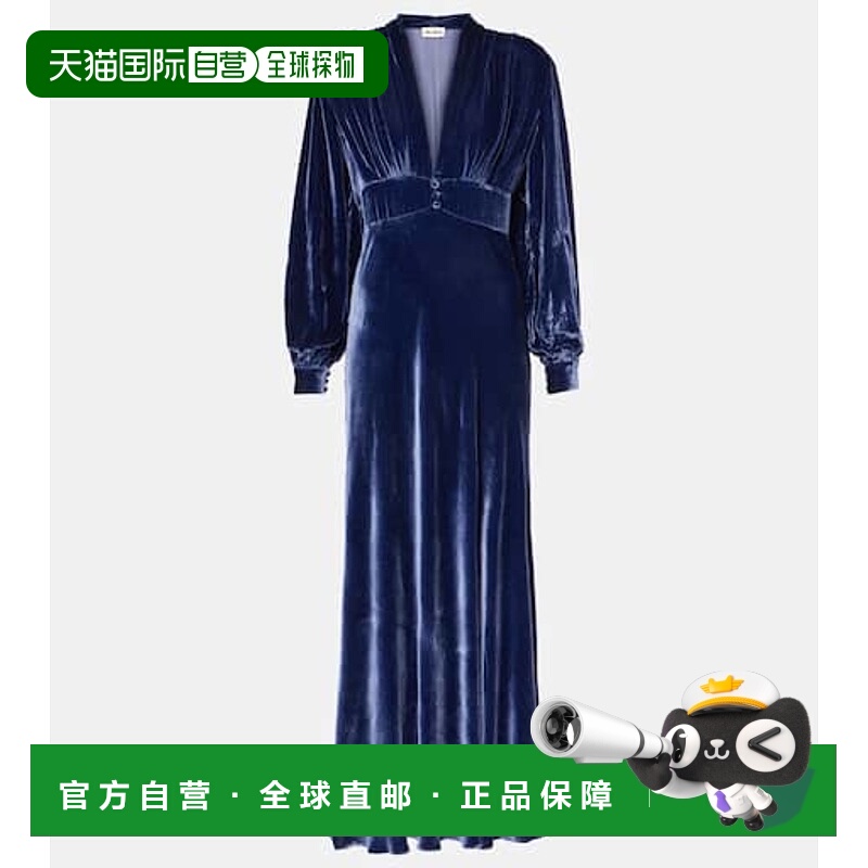 香港直邮RIXO 女士 Emery 天鹅绒长款连衣裙 blue蓝色 舒适时尚