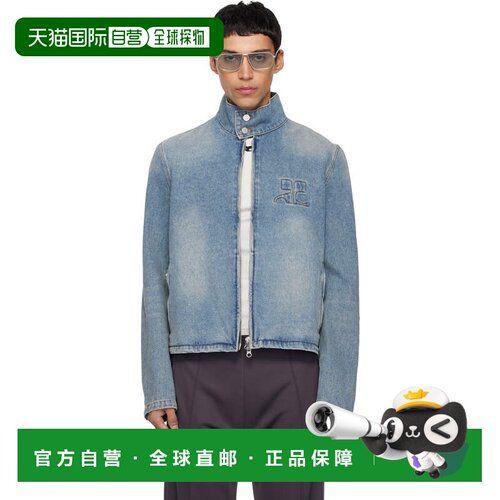 香港直邮Courreges 男士 蓝色 City Shadow 牛仔夹克 126DBL328DE