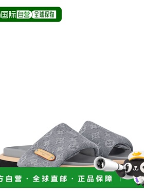 自营欧洲直邮LV路易威登 Pool Pillow女士灰色织物老花图案拖鞋