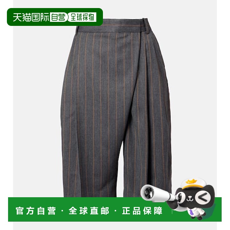 1h可退 香港直邮GANNI 甘尼 女士 细条纹裹式短裤 grey灰色 舒适