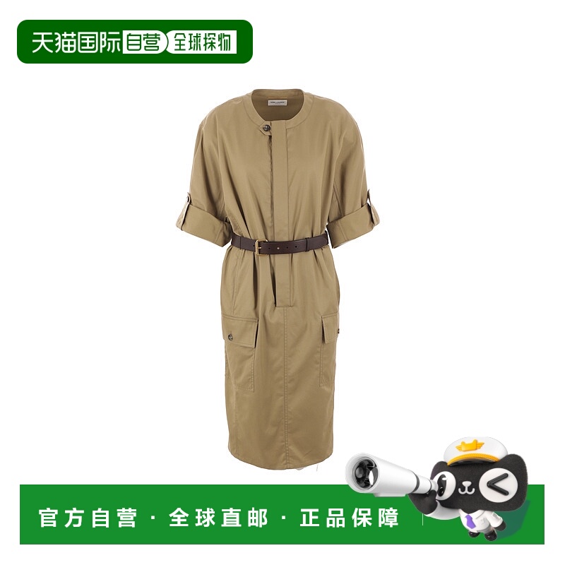 1h可退 香港直邮Saint Laurent 圣罗兰 女士 前扣领中袖连衣裙 78