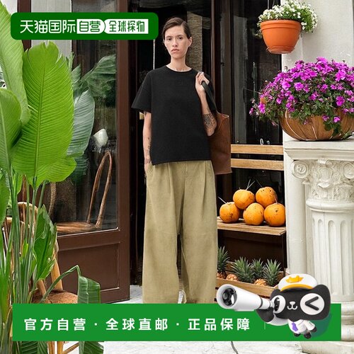 自营1h可退 欧洲直邮LOEWE/罗意威 女士黑色棉/聚酰胺短袖T恤