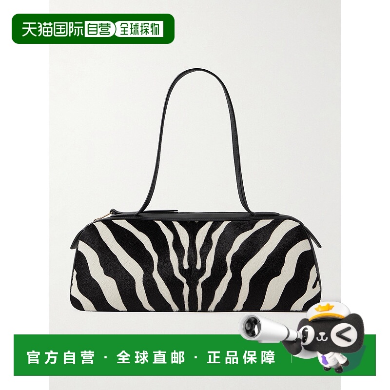 1h可退 香港直邮KHAITE 女士 Simona 皮革饰边斑马纹小牛毛肩包 H