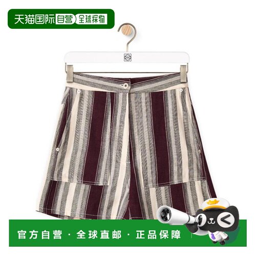 香港直邮LOEWE 女士短裤 S616Y04X157677 AW2021 灰色 条纹短裤