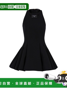 香港直邮Balmain 巴尔曼 女士 喇叭褶皱粒纹连衣裙 EF1R5087ME54