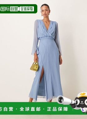 1h可退 香港直邮ASOS 女士 seaming details 设计前胸叠襟式蓝色(