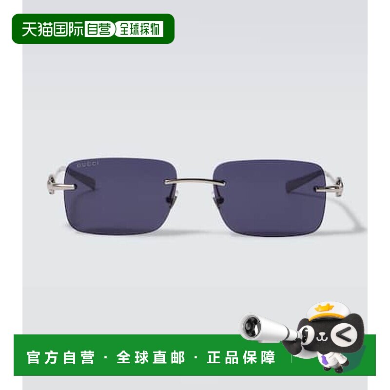 香港直邮Gucci 古驰 男士 马衔扣矩形太阳眼镜 metal金属色 舒适