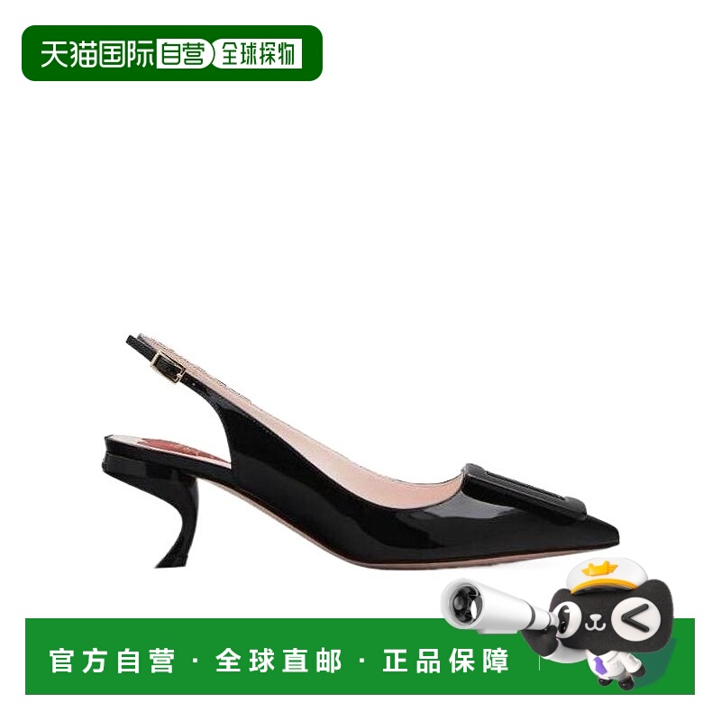 香港直邮Roger Vivier 黑色徽标高跟凉鞋 RVW63831440D1P