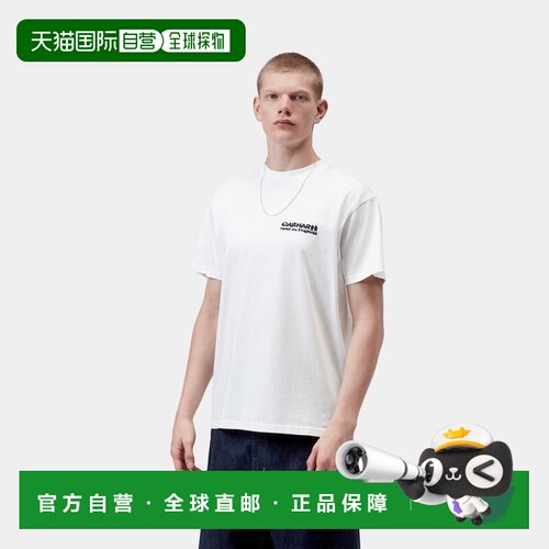 自营欧洲直邮Carhartt WIP Cubist男士白色棉质印花短袖T恤