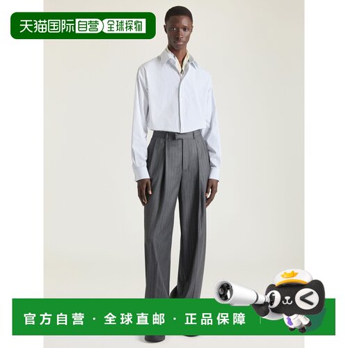自营欧洲直邮Givenchy纪梵希 男士白色/蓝色条纹棉质长袖衬衫