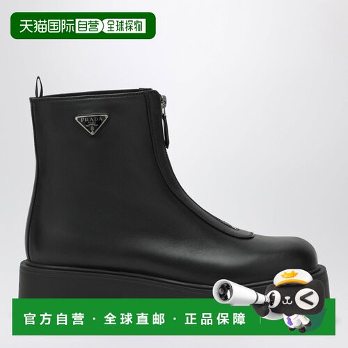 香港直邮Prada 普拉达 女士 ZIPUP 黑色皮质短靴 1T328O050UZEF00