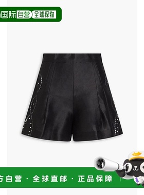 香港直邮Maje 女士 铆钉亚麻混纺短裤 MFPSH00521NOIR休闲裤