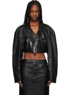 香港直邮rick owens 瑞克 欧文斯 女士 黑色 Temple Micro 皮革夹