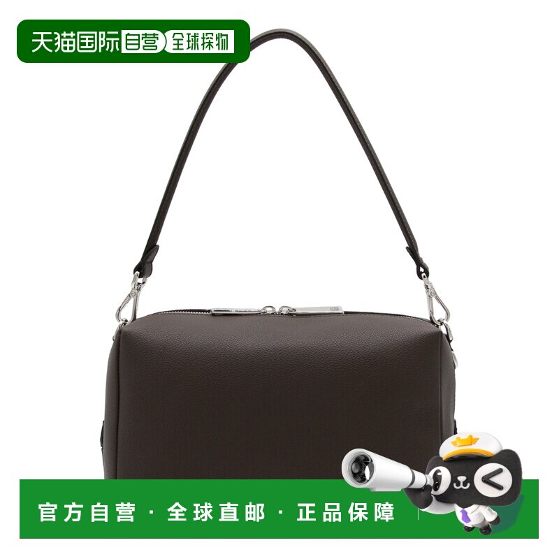 1h可退 香港直邮Fendi 芬迪 男士 LUI 棕色皮革中号斜挎包 7VA672
