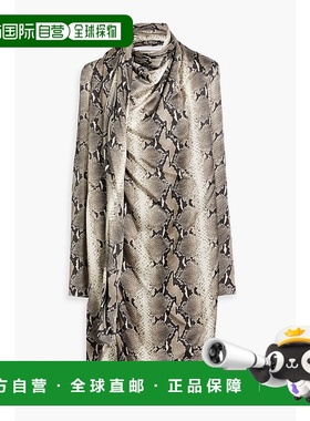 1h可退 香港直邮KHAITE 女士 Shaz cupro-satin 垂褶蛇纹连衣裙 5