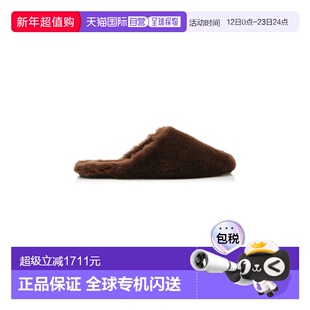 1h可退 香港直邮aeyde 女士 Rega 毛羊皮凉拖 brown棕色 舒适时尚