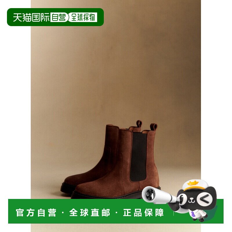 自营欧洲直邮Sezane 女士牛皮红色踝靴切尔西靴皮靴靴子皮鞋女靴