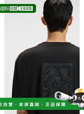 自营欧洲直邮Hugo Boss 男士黑色棉圆领短袖T恤