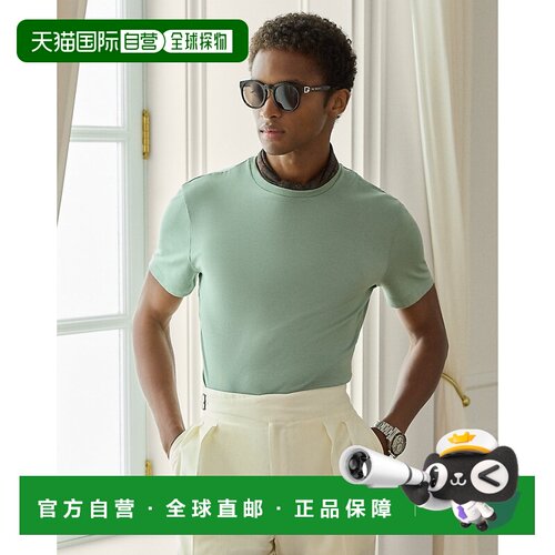 自营欧洲直邮Ralph Lauren拉夫劳伦 男士荷叶绿棉质圆领短袖T恤