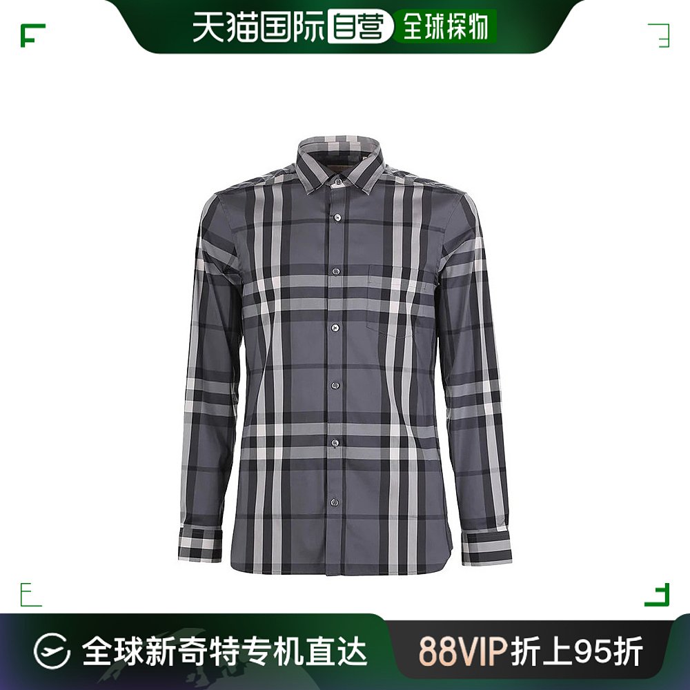 【99新未使用】欧洲直邮BURBERRY/博柏利男士弹力棉炭灰色简约时