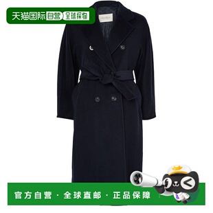 自营欧洲直邮MAXMARA麦丝玛拉 Madame女士藏青色羊毛戗驳领双排扣