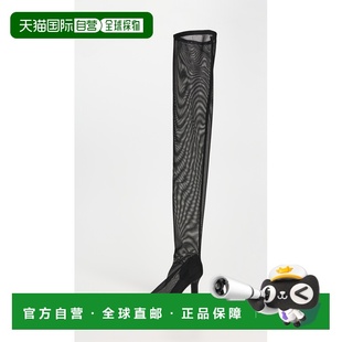 1h可退 香港直邮Courreges 女士 方头网纱过膝靴子 black黑色 舒