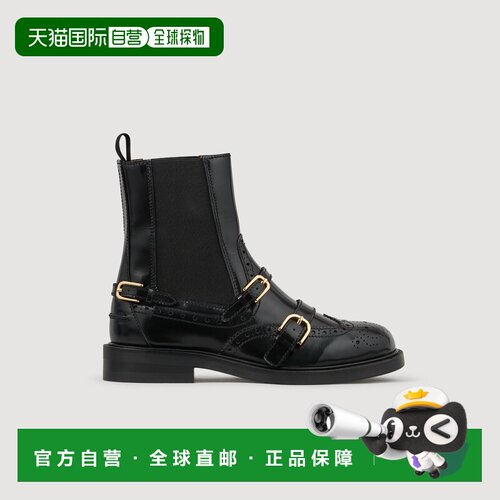 自营欧洲直邮Sandro桑德罗 女士黑色皮革切尔西靴