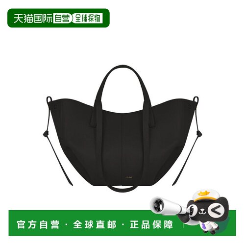 自营欧洲直邮POLENE 女士黑色粒面小牛皮金色五金饰有金属LOGO字