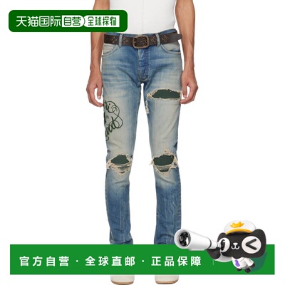 香港直邮AMIRI 男士 蓝色 Hollywood MX1 牛仔裤 AMBMJE1001Indig