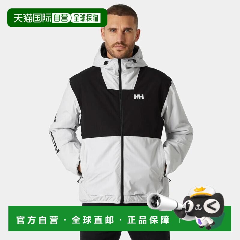 自营欧洲直邮Helly Hansen 男士白色/黑白Ervik户外保暖聚酯雨衣