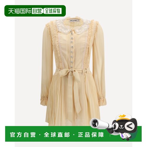 Self-Portrait 褶皱乔其纱迷你连衣裙 RS26034S 【付后1h可退】
