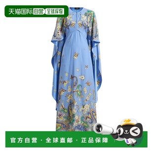 香港直邮Etro 艾特罗 女士 披肩装饰真丝长款连衣裙长裙
