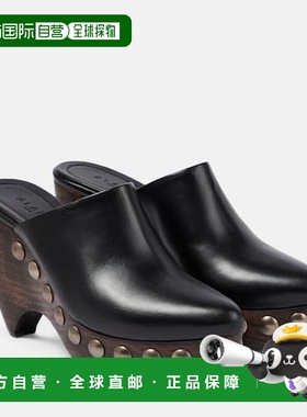 香港直邮Alaia 女士 Le Sabot 皮质木质浅口鞋 black黑色 舒适时