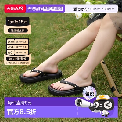 欧洲直邮Crocs卡骆驰女鞋人字拖鞋夹脚拖 ou 沙滩MIAMI STUDDED F