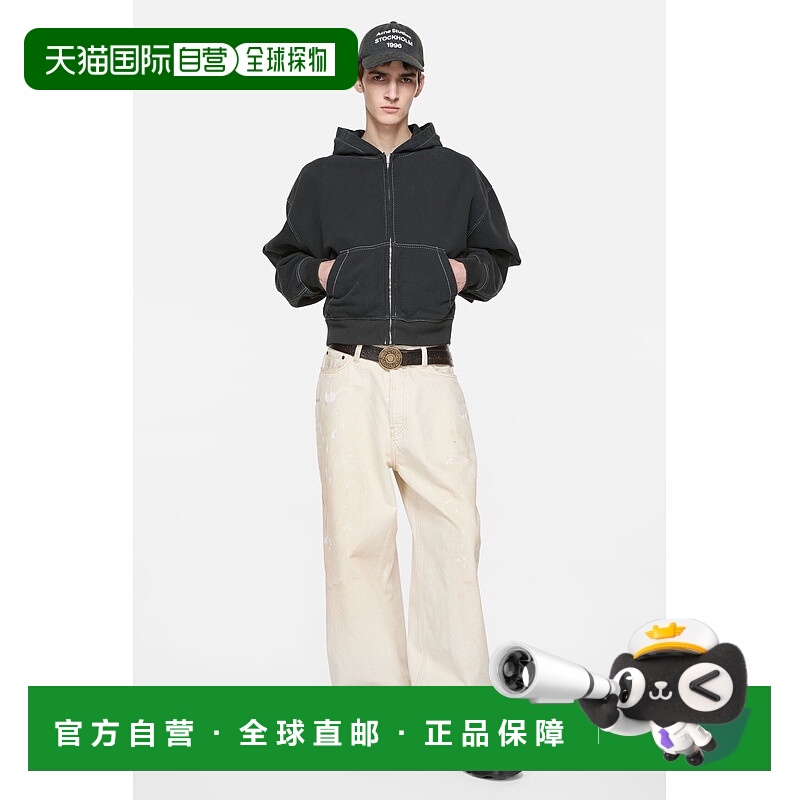 自营欧洲直邮Acne Studios FW25水洗黑色棉拉链闭合连帽卫衣男女