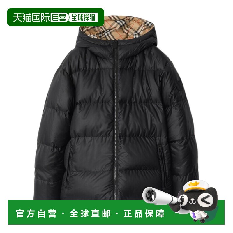 1h可退 香港直邮25FW 双面格纹连帽羽绒服 Men鹅绒
