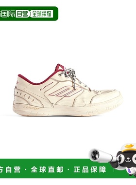 欧洲直邮BALENCIAGA（2025）男士 Hamptons 破旧中号运动鞋（米白