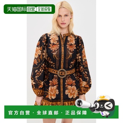 1h可退 香港直邮FARM RIO 女士 Majestic Garden 黑色迷你连衣裙