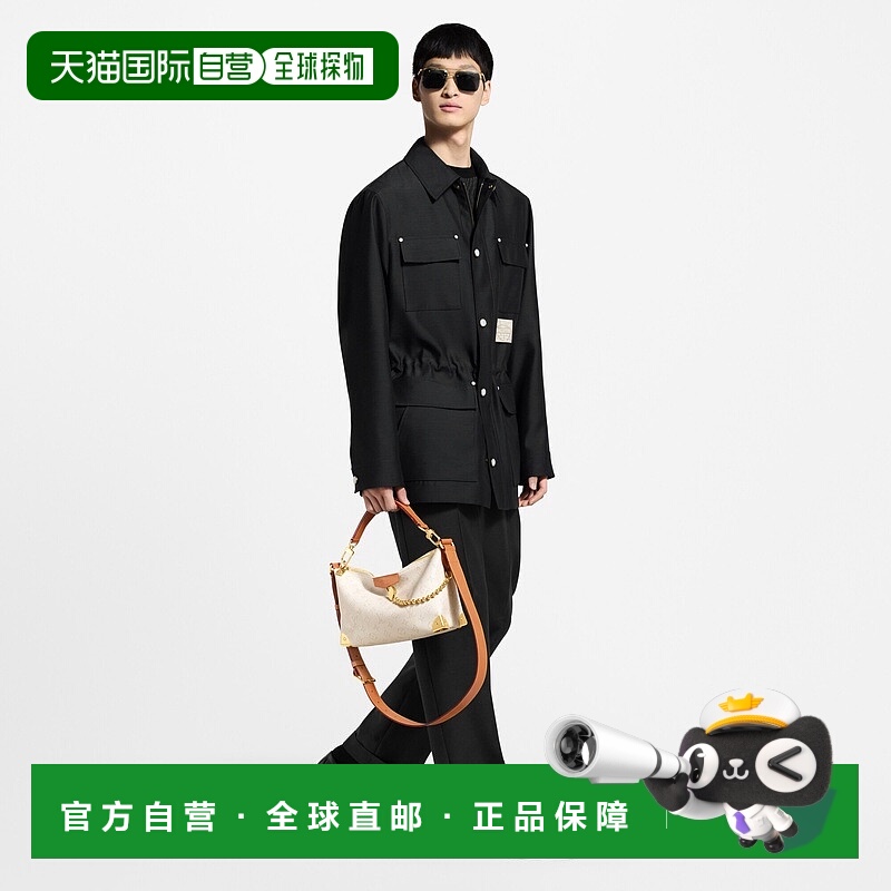 自营欧洲直邮LV路易威登 男士黑色羊毛拉链开合大衣