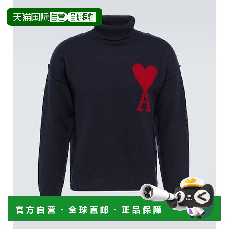 1h可退 香港直邮Ami Paris 男士 Ami De Cœur 初剪羊毛高领毛衣