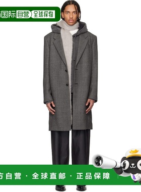1h可退 香港直邮Acne Studios 艾克妮 男士 灰色单排扣大衣 B9088