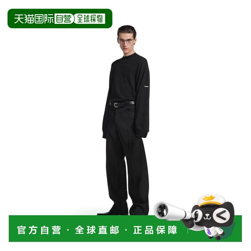 自营欧洲直邮Balenciaga巴黎世家 Garde Robe男士黑色羊绒圆领毛