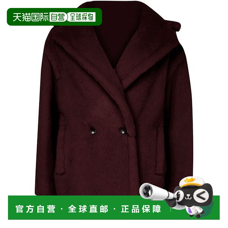自营欧洲直邮MAXMARA麦丝玛拉 Teddy Bear系列女士樱桃红羊驼毛翻