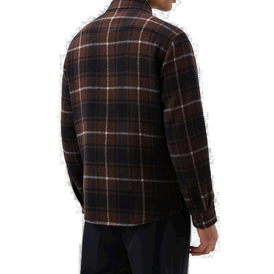 自营欧洲直邮WOOLRICH 23年新款 Alaskan系列 男士棕色棉混纺格纹