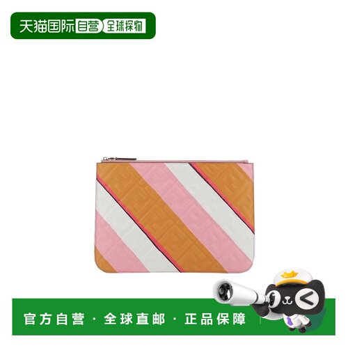 1h可退 香港直邮FENDI 22SS 徽标斜条纹手拿包 Women