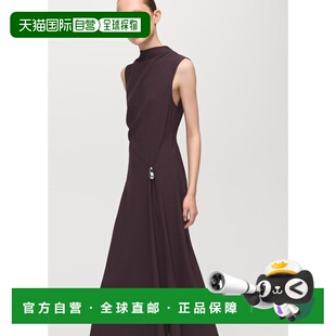 自营欧洲直邮Mango芒果 女士紫色A字连衣裙 饰有金属装饰