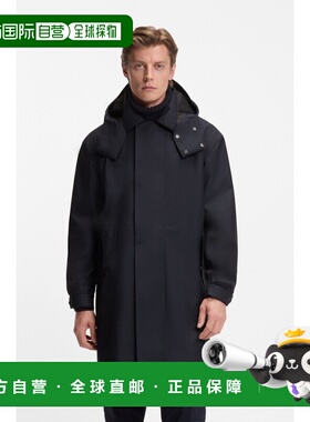 自营欧洲直邮Hugo Boss x BECKHAM男士深蓝色聚酯纤维防风连帽外