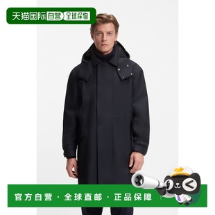 自营欧洲直邮Hugo Boss x BECKHAM男士深蓝色聚酯纤维防风连帽外