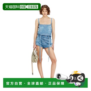 自营欧洲直邮Diesel迪赛 女士蓝色缎面牛仔短裤